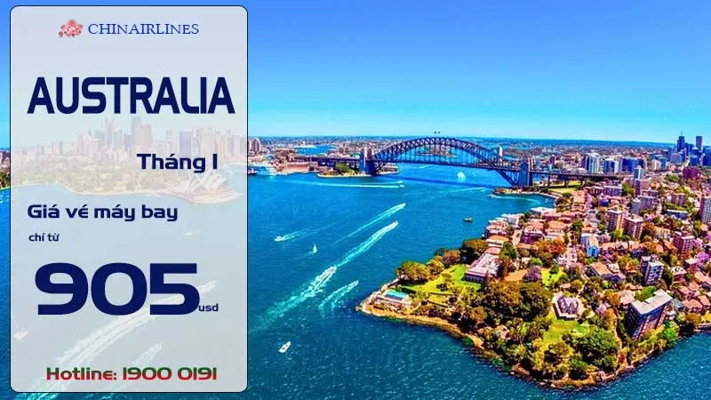 Bảng giá vé máy bay đi Úc tháng 1